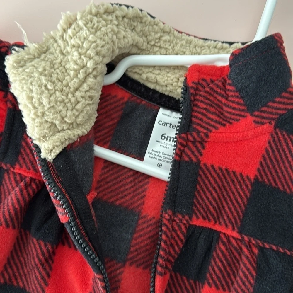 Plaid sleeveless zip up vest